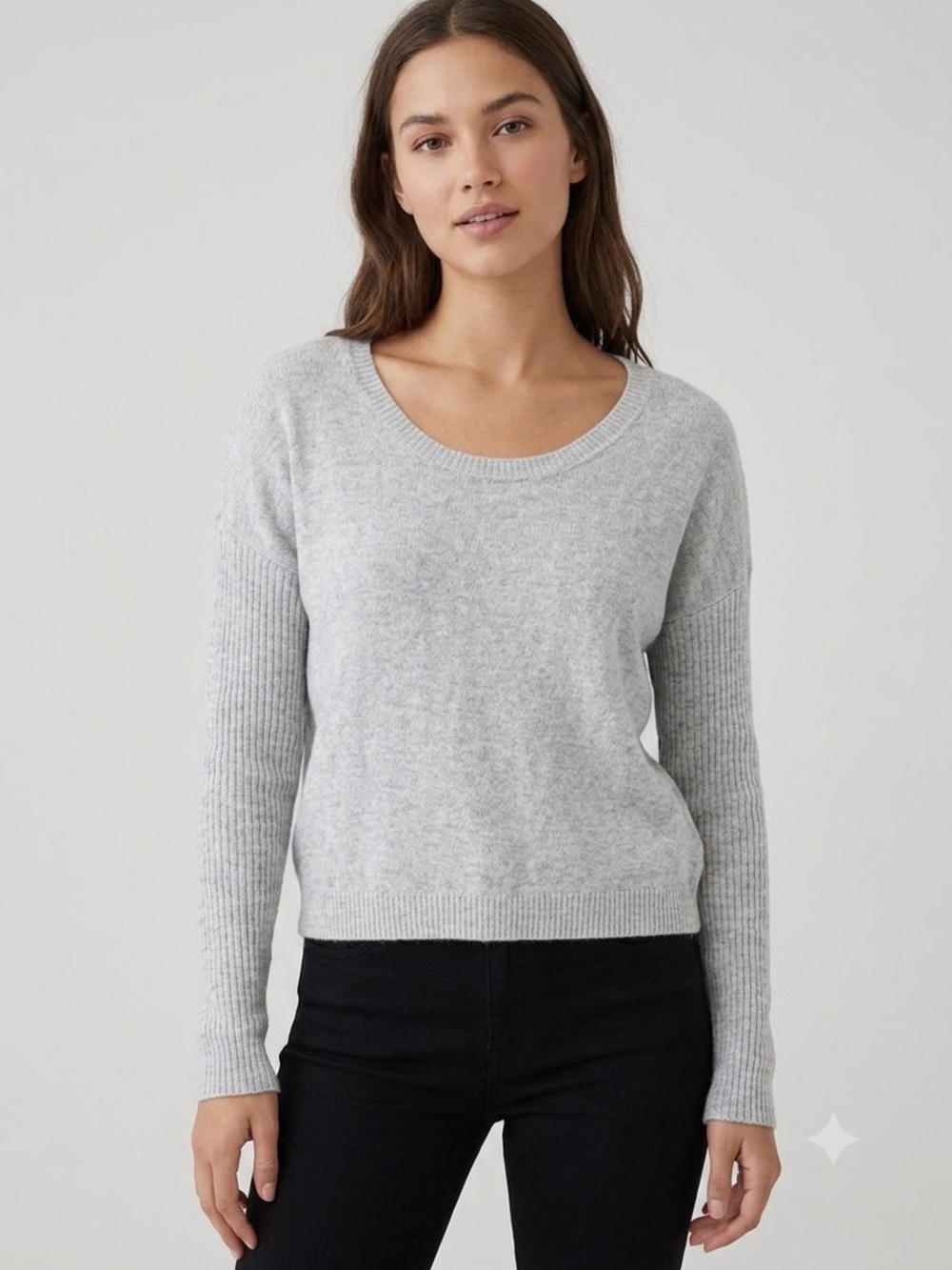 Garage Women's Light Gray Scoop Neck Sweater